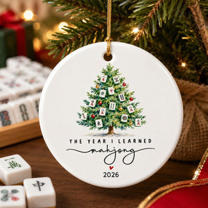 The Year I Learned Mahjong - Personalized Ceramic Ornament, Funny Christmas Gift