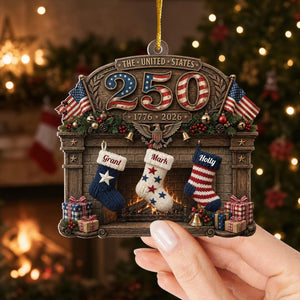 USA 250th Anniversary Fireplace & Stockings -Personalized Christmas Gift For Family