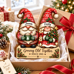 Personalized Christmas Couple Wooden Block, Growing Old Together Gift