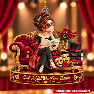 Personalized Theater Girl Ornament, Custom Name Drama Christmas Ornament