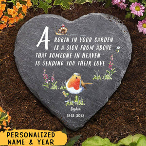 A Robin In The Garden - Personalized Garden Stone