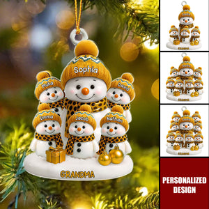 Personalized Snowman Family Christmas Celebration Ornament