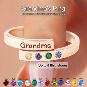 Personalized Grandma Mom Family Birthstones Ring