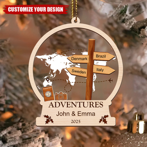 Personalized Travel Adventure Destination Christmas Ornament Keepsake
