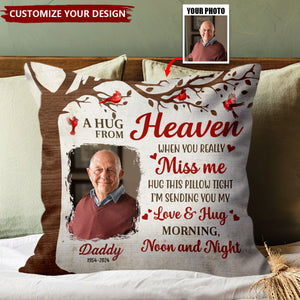 A Hug From Heaven - Personalized Photo Pillow - Gift For Memorial