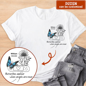 Memorial Gift-Custom Personalized Memorial Butterfly Embroidered T-Shirt