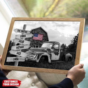 Personalized Vintage Farm Barn With Abandoned Pickup Truck Poster - Custom Name