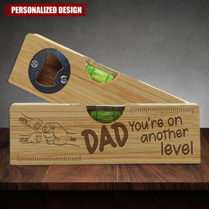Dad Fist Bump - Personalized Custom Engraved Wooden Spirit Level Bottle Opener