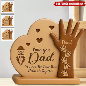 Dad Heart Kid's Hand - Personalized Father Custom Shaped Acrylic Plaque