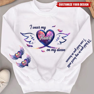 I Wear My Heart On My Sleeve-Personalized Memorial Sweatshirt