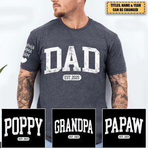 Personalized Papa Shirt With Est Year, Custom Dad Shirt, Gift for Papa