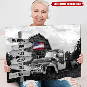 Personalized Vintage Farm Barn With Abandoned Pickup Truck Poster - Custom Name