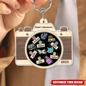 Personalized Travel Adventure Keychain, Custom Traveling Destination Keychain