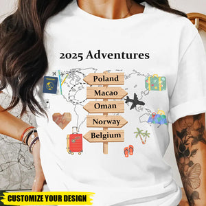Personalized Travel Adventures Shirt, Custom Traveling Destination T-shirt
