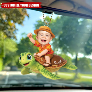 Personalized Kid Photo Turtle Hanging Ornament