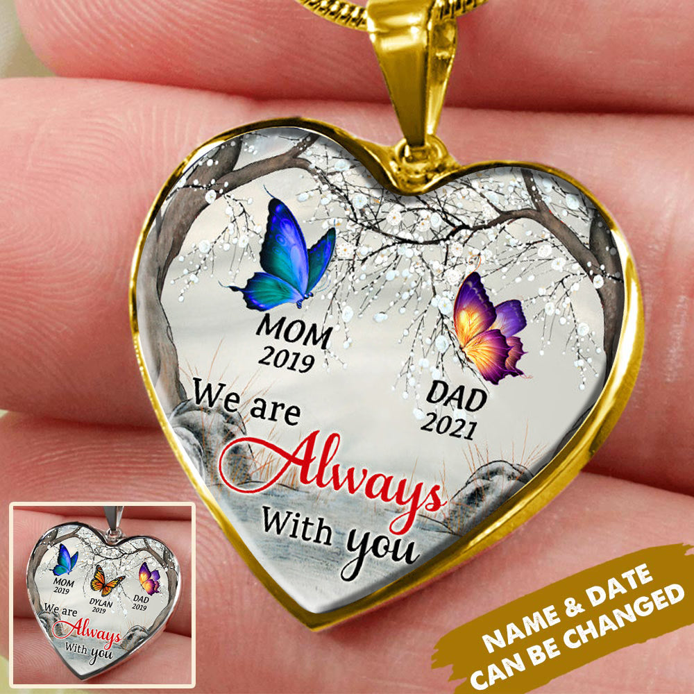I Am Always With You Butterfly - Memorial Gift - Personalized Heart Necklace