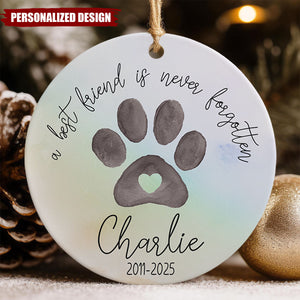 Personalized Pet Memorial Ornament - A Best Friend is Never Forgotten