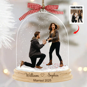 Custom Proposal Photo Acrylic Ornament, Engagement Keepsake