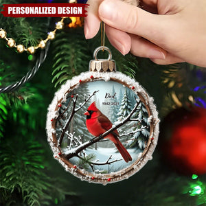 Winter Scene Memorial Cardinal Remembrance Keepsake 3D Effect Personalized Acrylic Ornament
