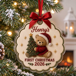 Personalized Baby’s First Christmas Bow-Knot Ornament