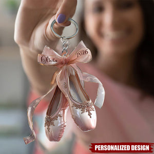 Personalized Custom Name Ballet Shoes Acrylic Keychain