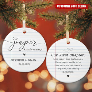 Personalized Paper Traditional 1st Wedding Anniversary Gift Ornament