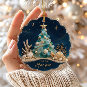 Personalized Sea Glass Christmas Tree Acrylic Ornament