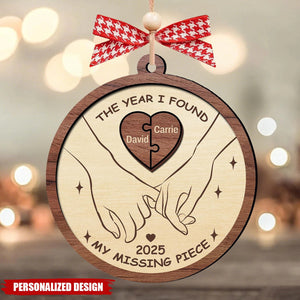 Personalized Missing Piece Couples 2-Layer Wooden Ornament