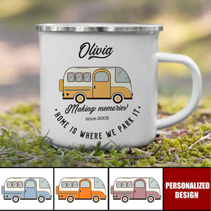 Campervan Enamel Camp Mug, Personalized Camper Van Gift
