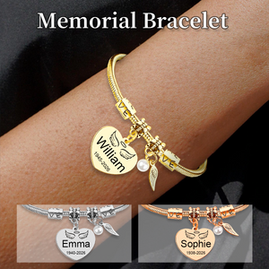Always In My Heart, Personalized Pearl Wings Memorial Bracelet