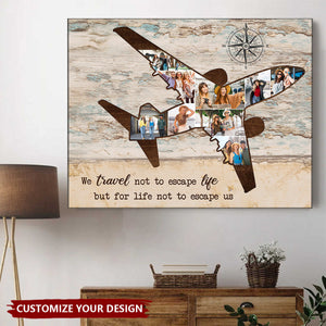 Airplane Photo Personalized Canvas, Holiday Travel Lover Gift