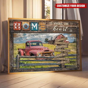 Home Is Where The Heart Is - Personalized Family Canvas