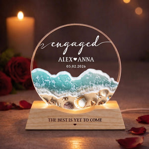 Personalized Engaged Wave Night Light, Newly Engaged Home Decor