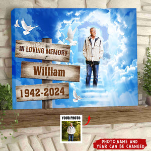 Custom Photo Inemory Of Loved One In Heaven Personalized Canvas Wall Art