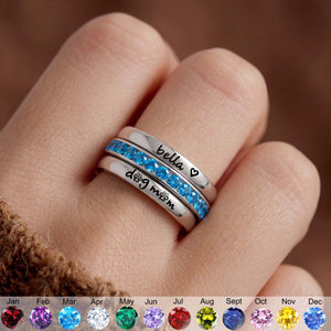 Personalized Ctstom Pet Name Dog Mom Stacking Ring