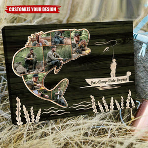 Personalized Bass Fish Photo Collage Canvas, Father’s Day Gifts For Bass Fishermen