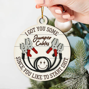 I Got You Some Jumper Cables Funny Christmas 2-Layer Wooden Ornament