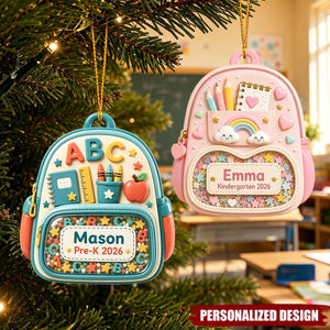 Personalized Kindergarten 2026 Ornament, Custom Backpack Christmas Gift