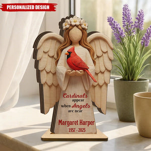 Personalized Cardinal Angel Printed Wooden Plaque