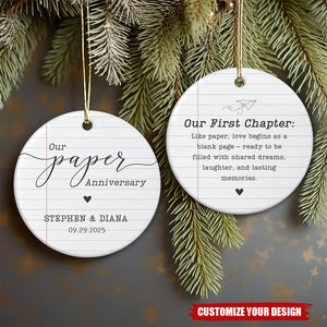 Personalized Paper Traditional 1st Wedding Anniversary Gift Ornament