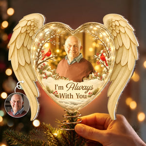 Custom Photo LED Tree Topper - Personalized Memorial Sympathy Gifts - Carried In Every Memory