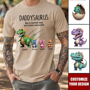 Grandpasaurus And Kids 3D Effect Dinosaurs Personalized T-Shirt