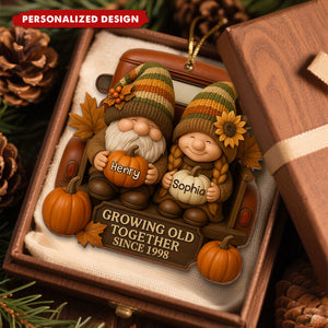 Personalized Couple Growing Old Together Custom Wood Ornament