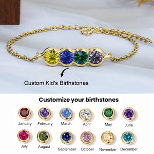 Personalized Peas in a Pod Birthstone Bracelet, Anniversary Family Gift