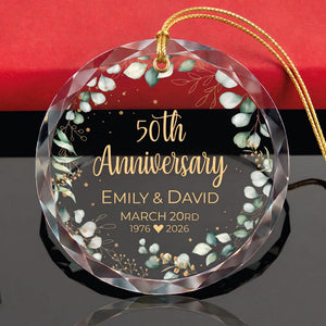 Personalized Wedding Anniversary Christmas Glass Ornament