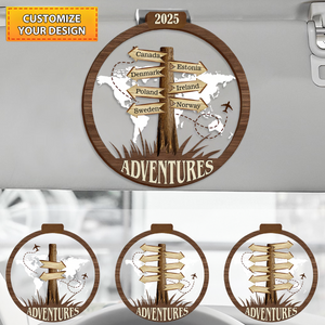 Personalized Custom Travel Adventure Destination Car Visor Clip