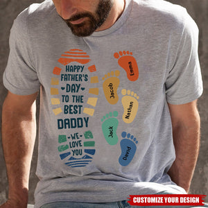 The Best Papa Grandpa Daddy Footprint Kids Personalized Shirt