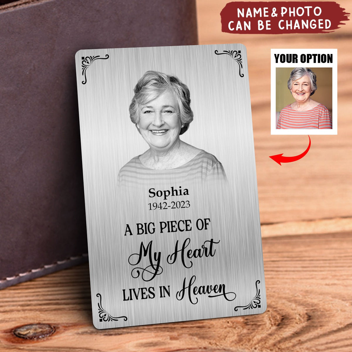Personalized A Big Piece Of My Heart Lives In Heaven Wallet Card