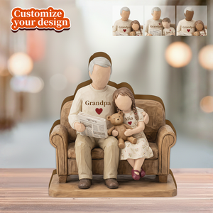 Personalized Grandpa and Grandchild 2D FLAT Wooden Block