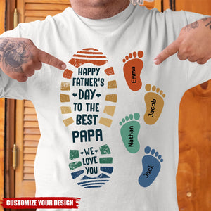 The Best Papa Grandpa Daddy Footprint Kids Personalized Shirt